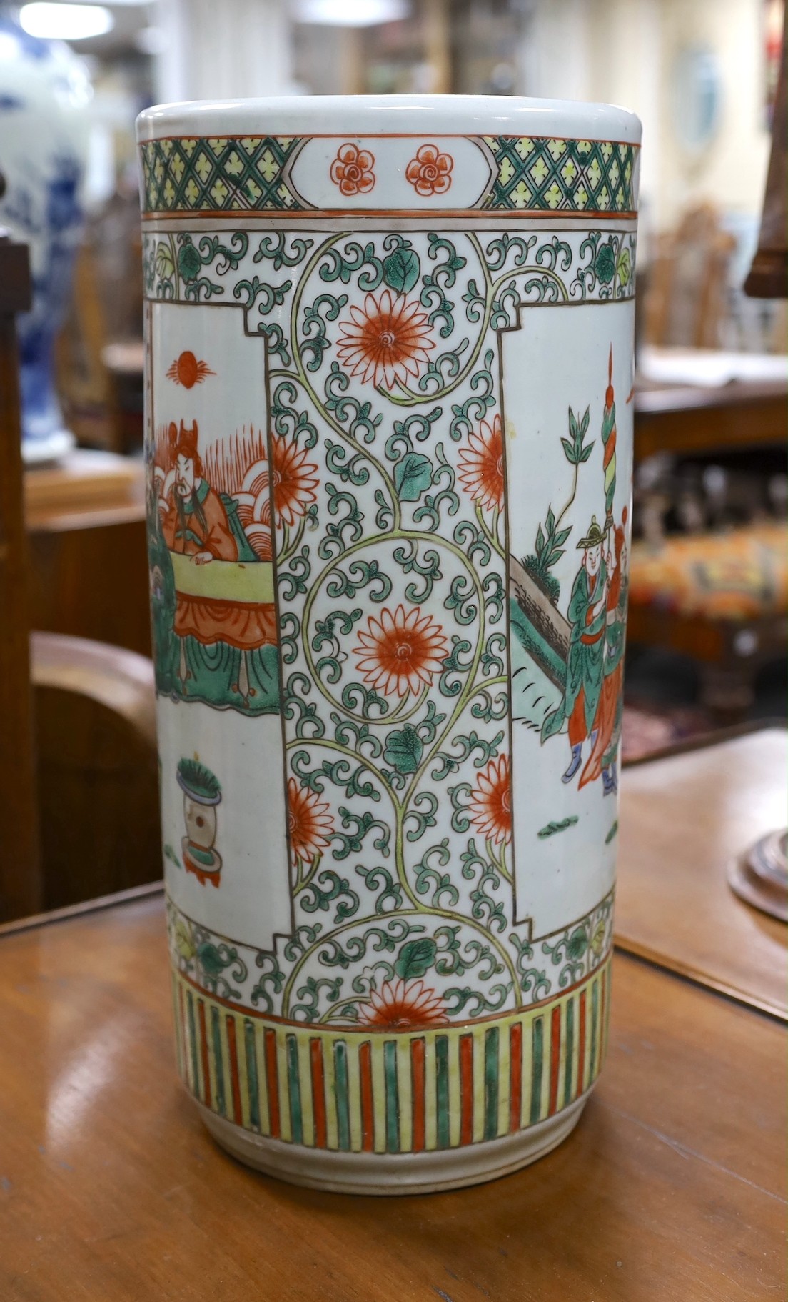 A Chinese famille verte stick stand, 44cm